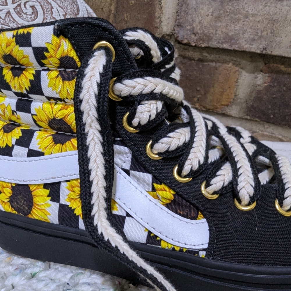 Vans Customs Melanin Beauty Sunflower Checkered Sneakers